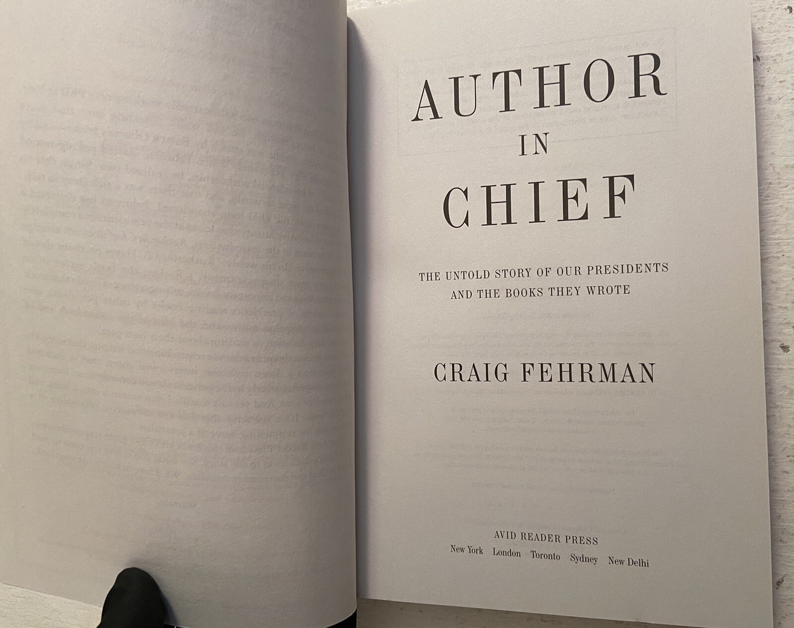 Author In Chief by Craig Fehrman, 2020 Paperback – Advance Reader’s Edition – LN