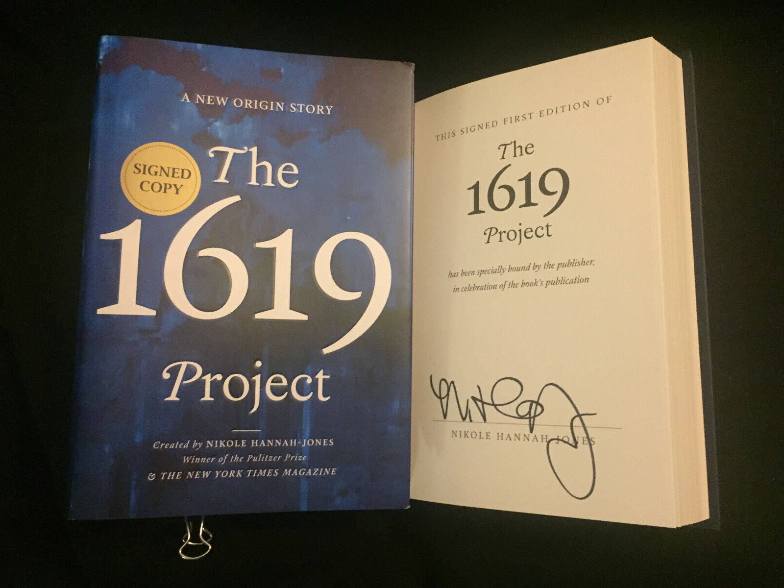 Nikole Hannah-Jones signed The 1619 Project 1st printing hardcover book tipped