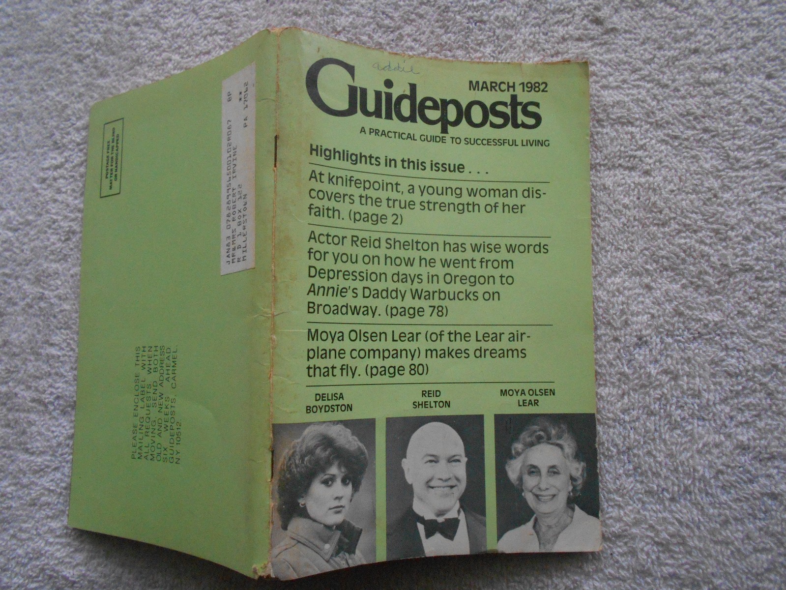 Guideposts LARGE PRINT-Magazine-MARCH,1982-REID SHELTON