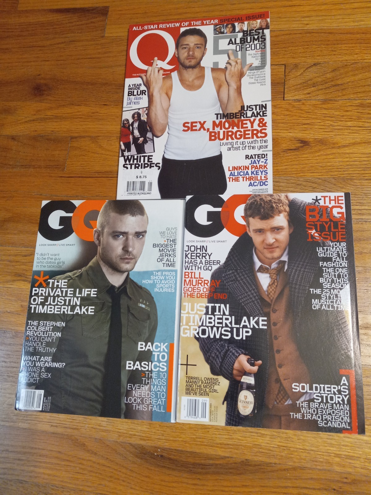 Justin Timberlake Magazine Lot GQ Sept 2004 & Aug 2006 / Q January 2004