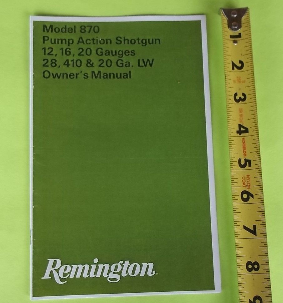 REMINGTON MODEL 870 PUMP ACTION 1974 SHOTGUN OWNERS MANUAL, 10 pages