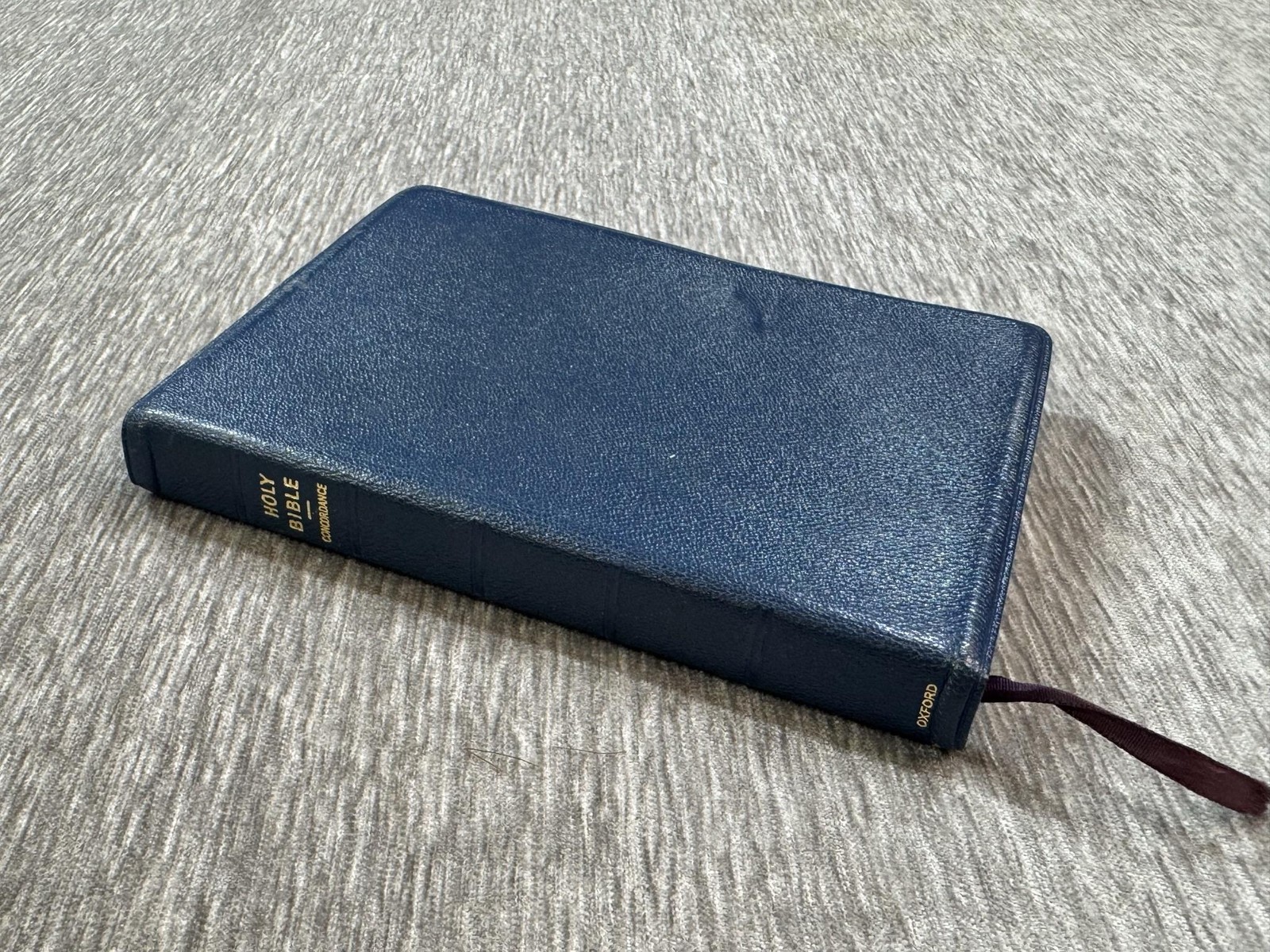 Vintage Holy Bible KJV Oxford Blue Morocco Leather Concordance Pocket Size Silk
