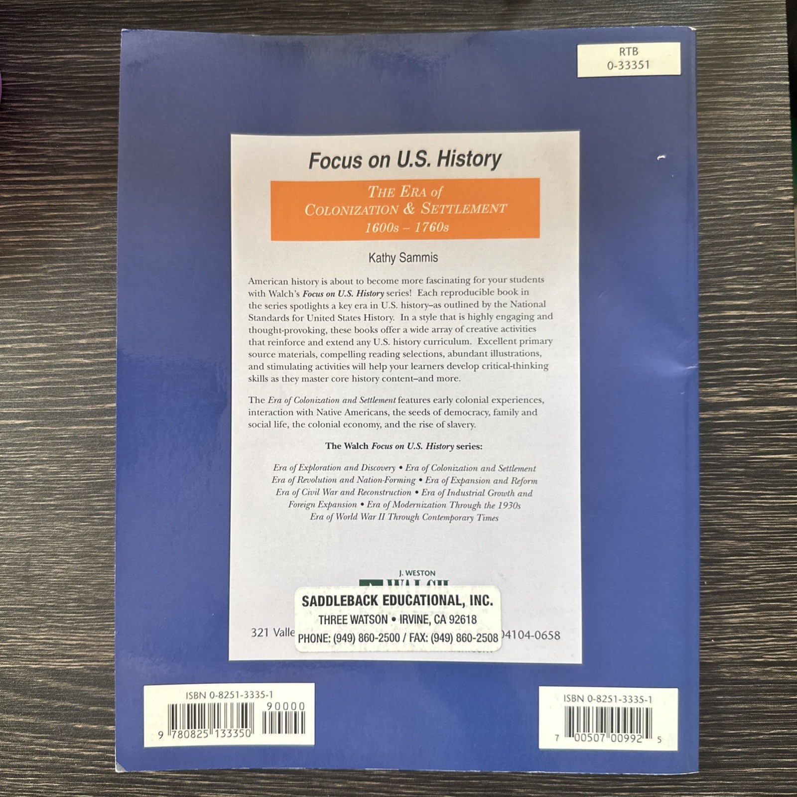 Focus on U.S. History: The Era of Colonization & Settlement 1600s-1700s Paperbac