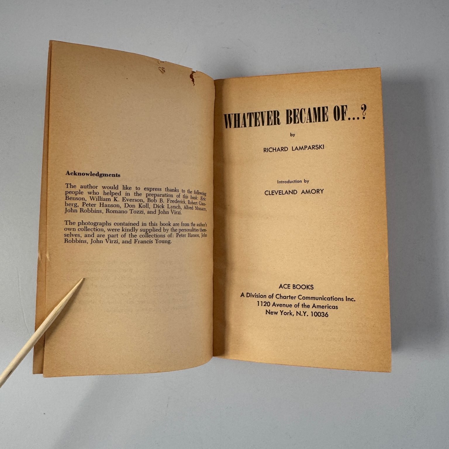 Whatever Became Of…? Richard Lamparski 1967 First Edition Ace Books