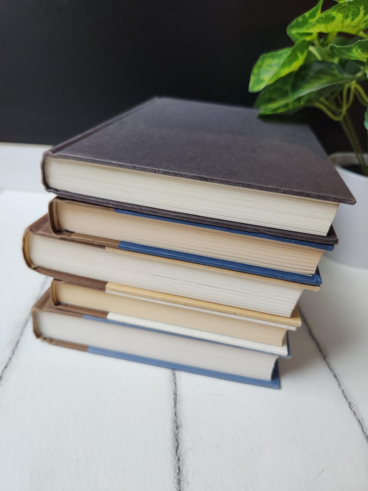 Brown Staging Books: Earthy Decor Objects, Real Hardbacks- Set of 5
