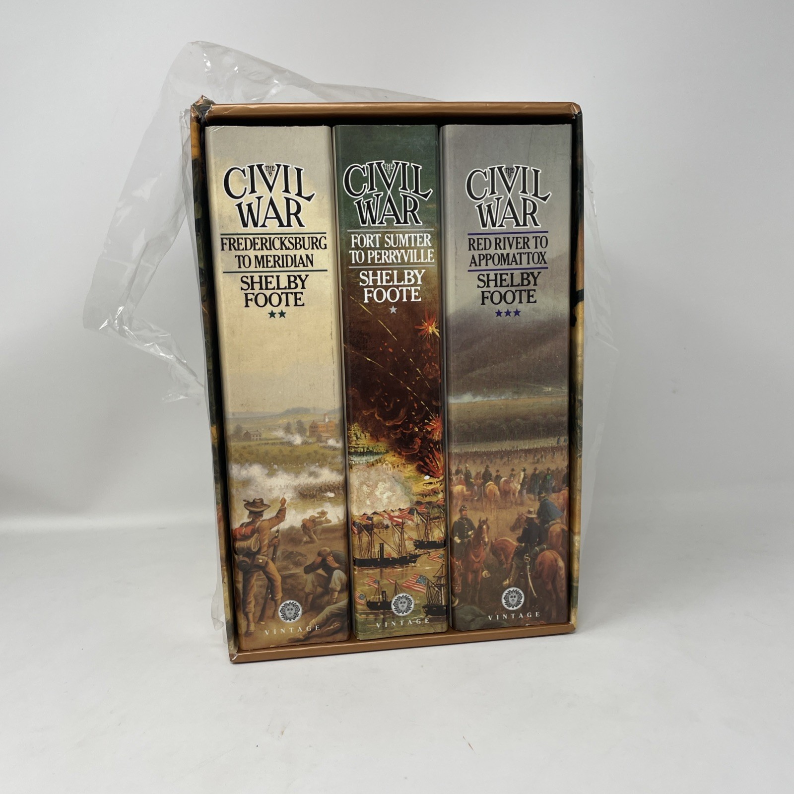 Shelby Foote Civil War 3 Vol Box Set Trade Paperback Slipcover Unread READ