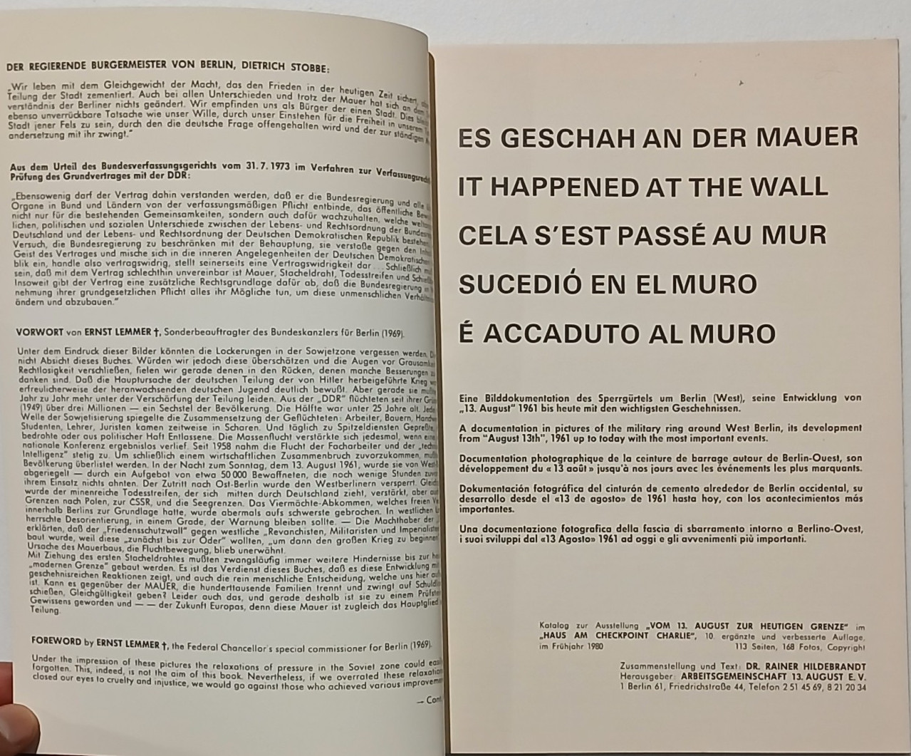 It Happened at the Wall 1980 Paperback Multiple Languages Berlin Wall