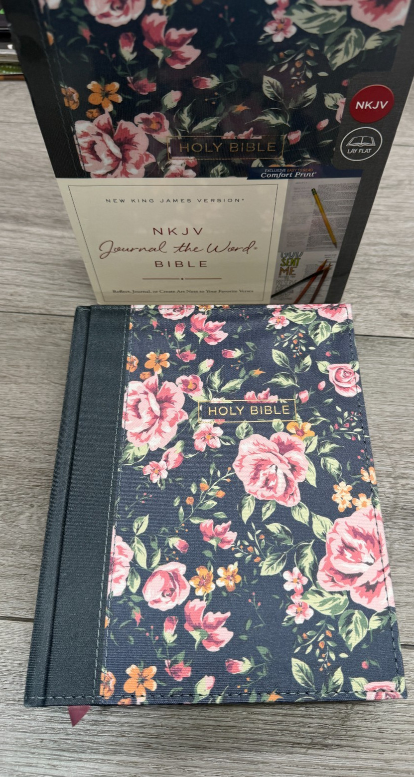 Thomas Nelson NKJV Journal The Word Bible Journal, Gray Floral, 1.8″ x 6.6″