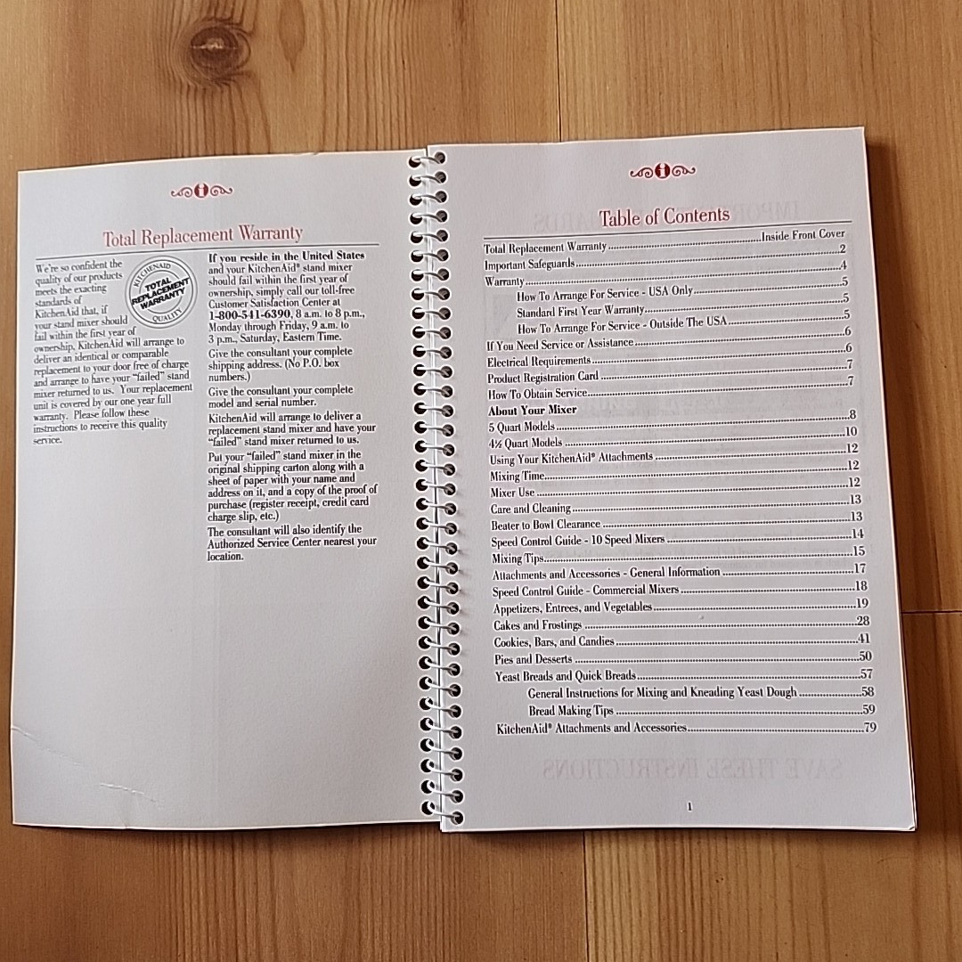 KitchenAid Stand Mixer Instructions and Recipes 9704323 – 83 Pages Spiral Bound