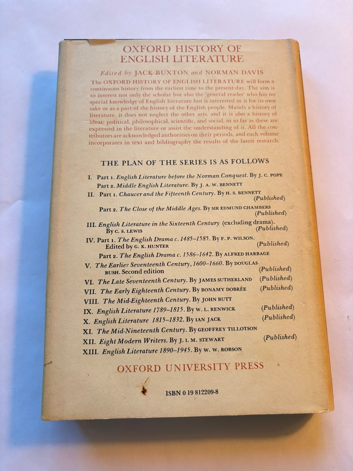 The English Drama 1485-1585 Oxford History of English Lit. 1976 New Old Stock HC
