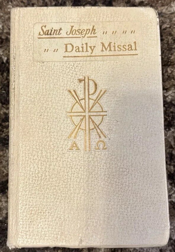 Vintage 1959 Saint Joseph Daily Missal Catholic Bible Religious Book Leather