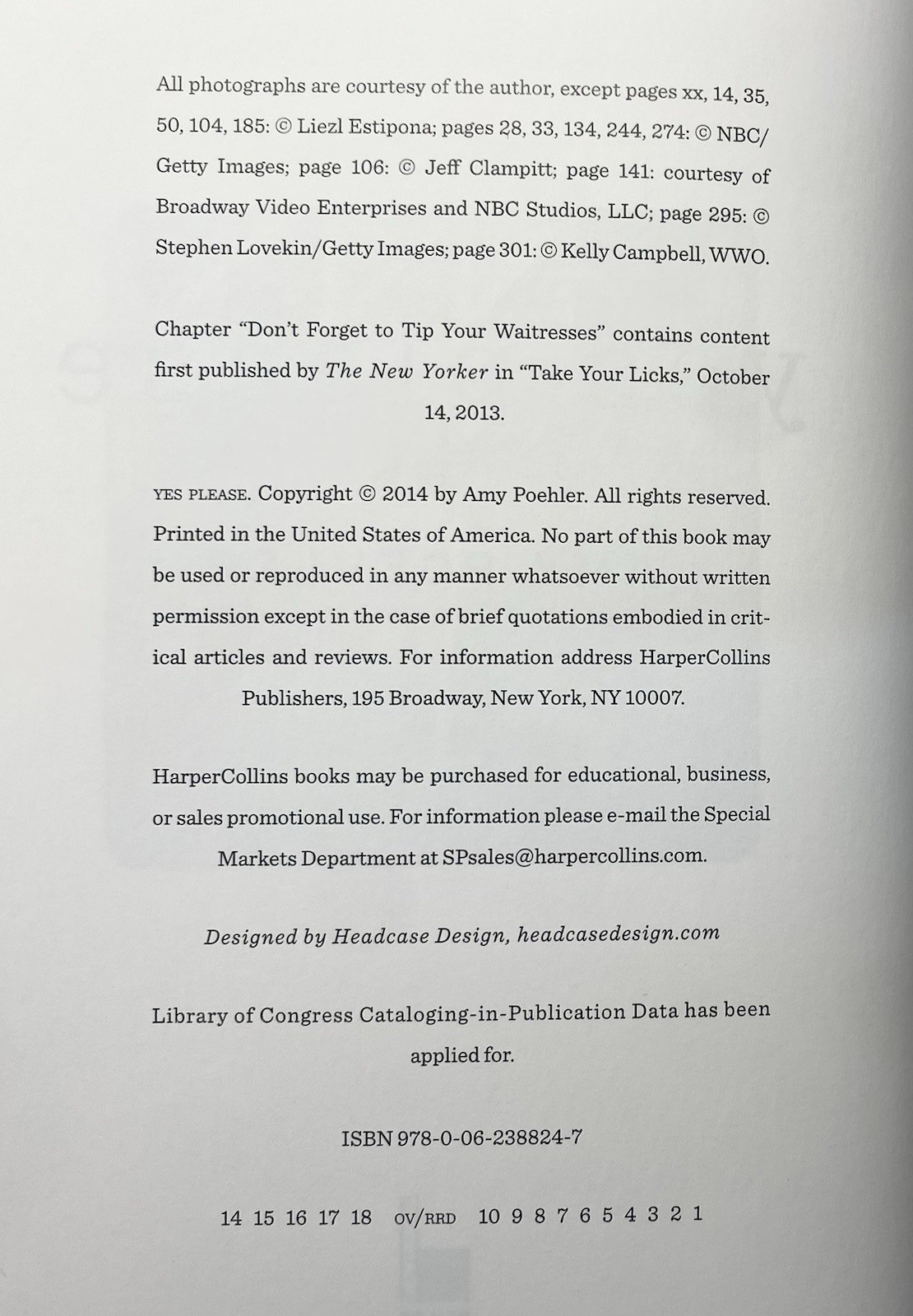 Yes Please by Amy Poehler, 2014 1st Edition HC/DJ – SIGNED