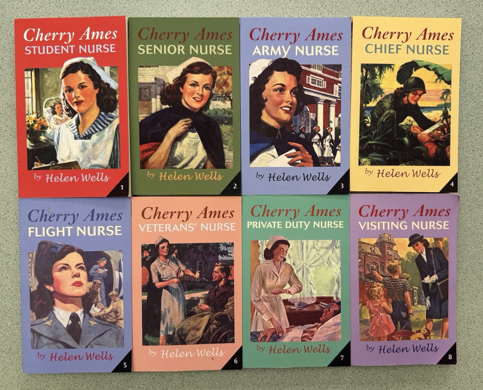 8 Cherry Ames Nurse Books by Helen Wells: 1-8, Modern Printing Paperbacks