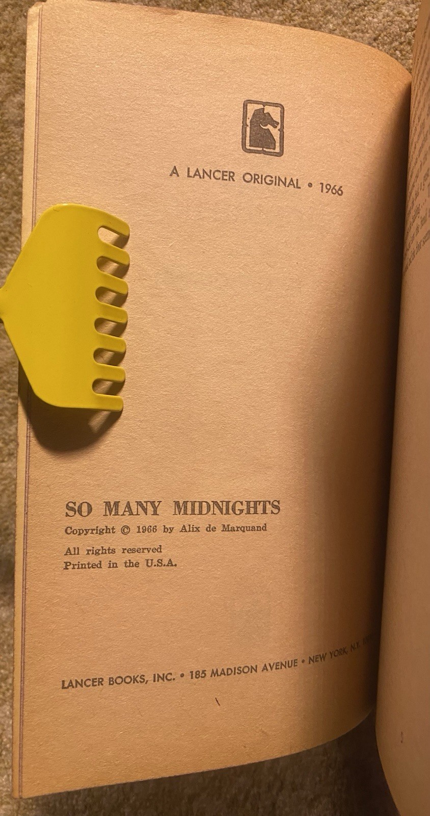 So Many Midnights | First Edition | 1966 | Alix de Marquand | Gothic Novel | SC