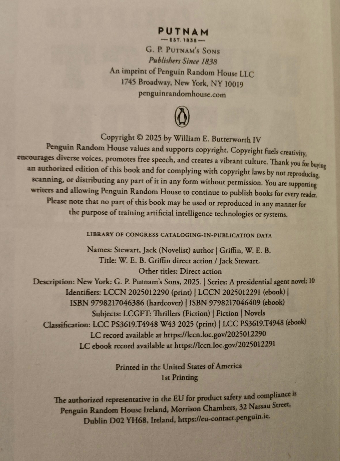 PRESIDENTIAL AGENT Series by W.E.B. Griffin Plus DIRECT ACTION and ROGUE ASSET