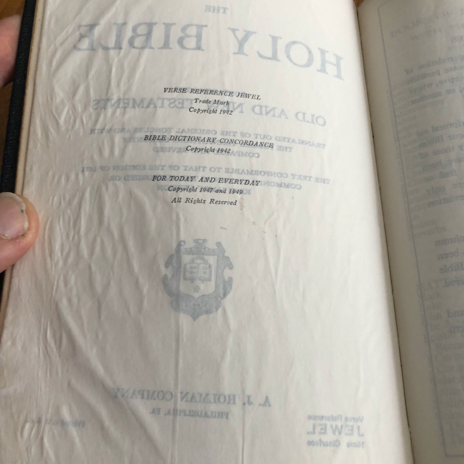 Holy Bible References Concordance Genuine Morocco Leather Black 1949