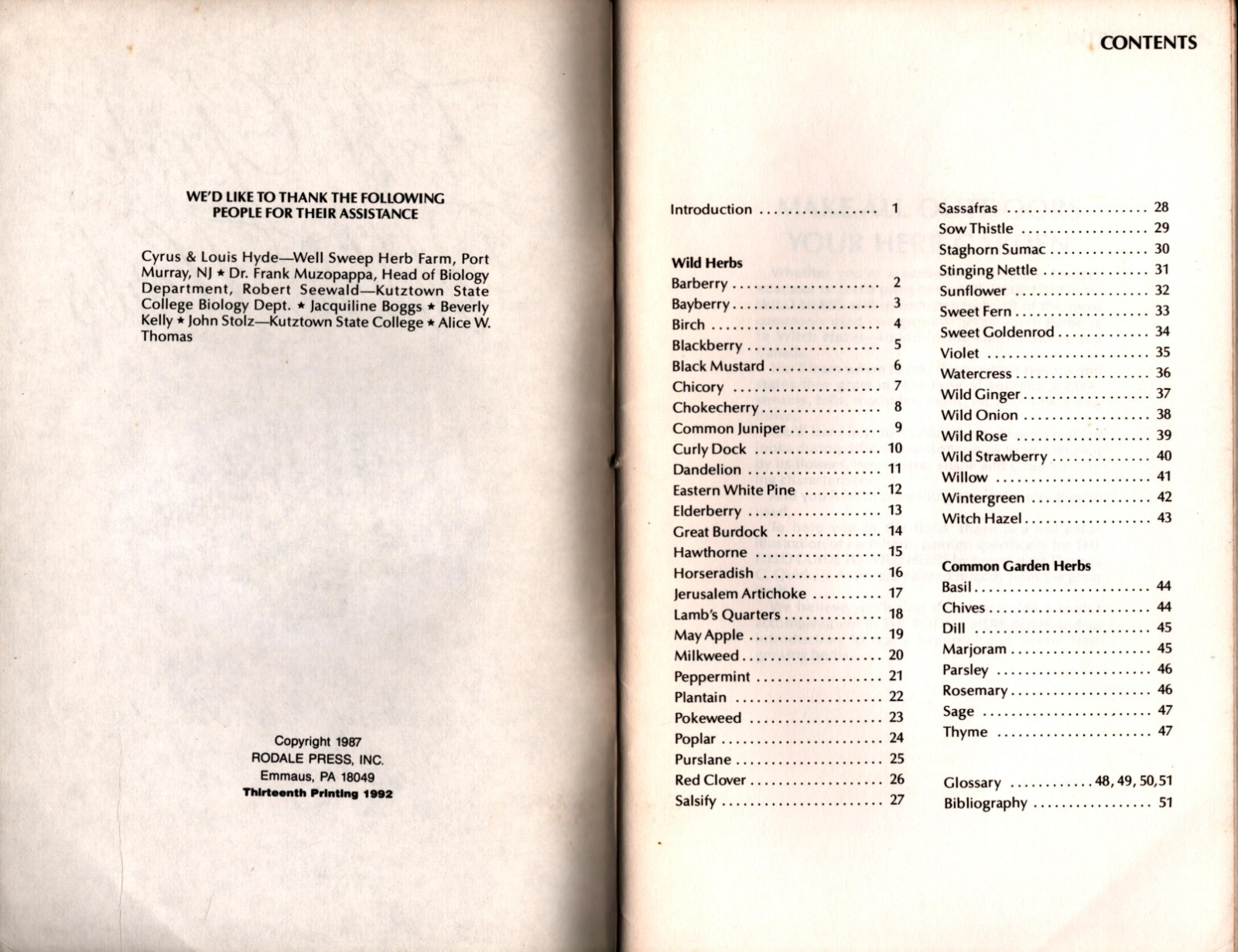 Field Guide to Wild Herbs Rodale Press 51 Pages 8″ x 5″