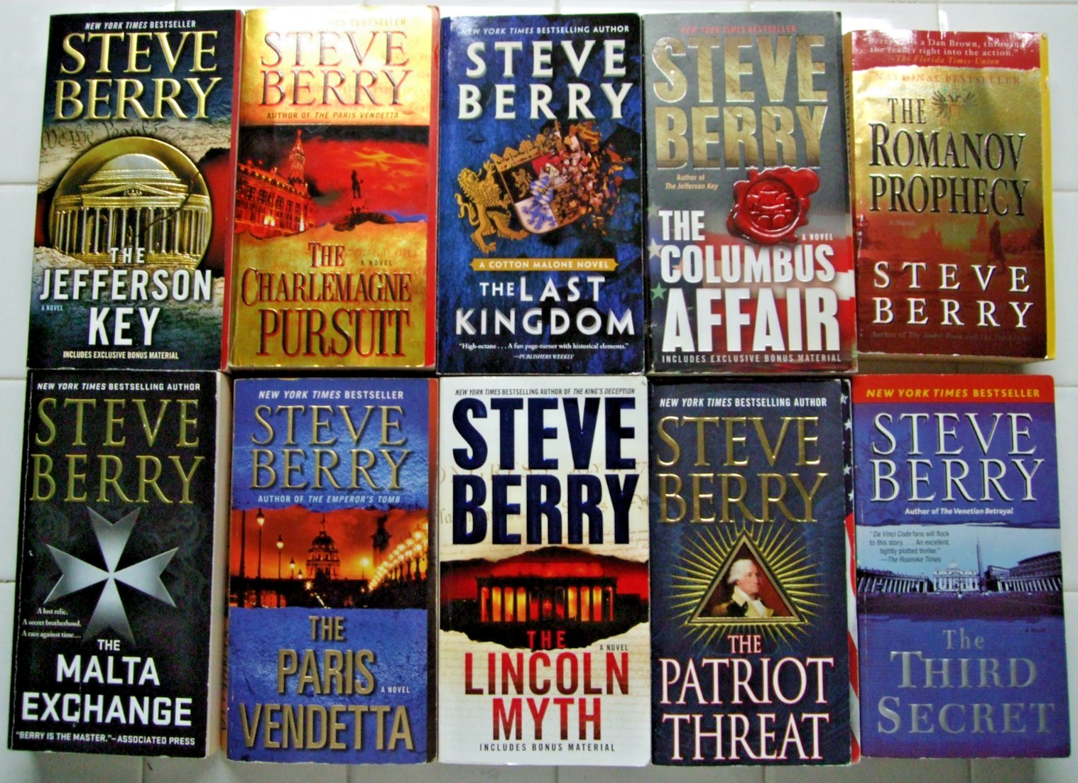 Lot Of 10 STEVE BERRY Paperbacks 7 Cotton Malone