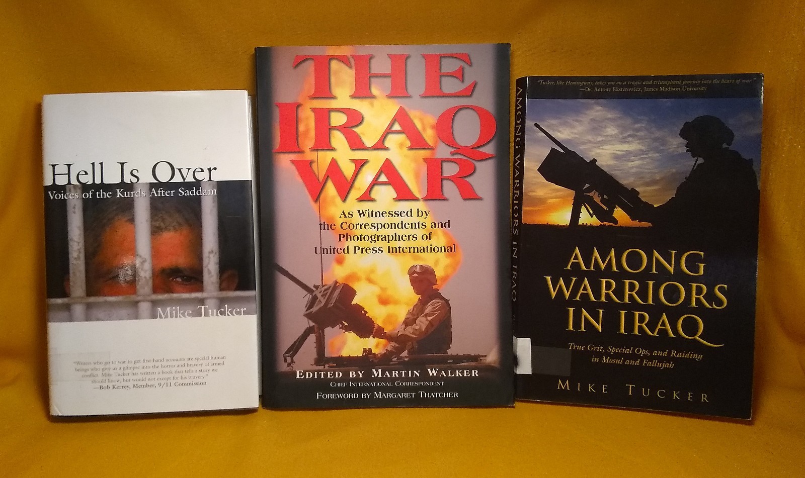 Signed Iraq War Eyewitness 3 book lot Mike Tucker Martin Walker Military History