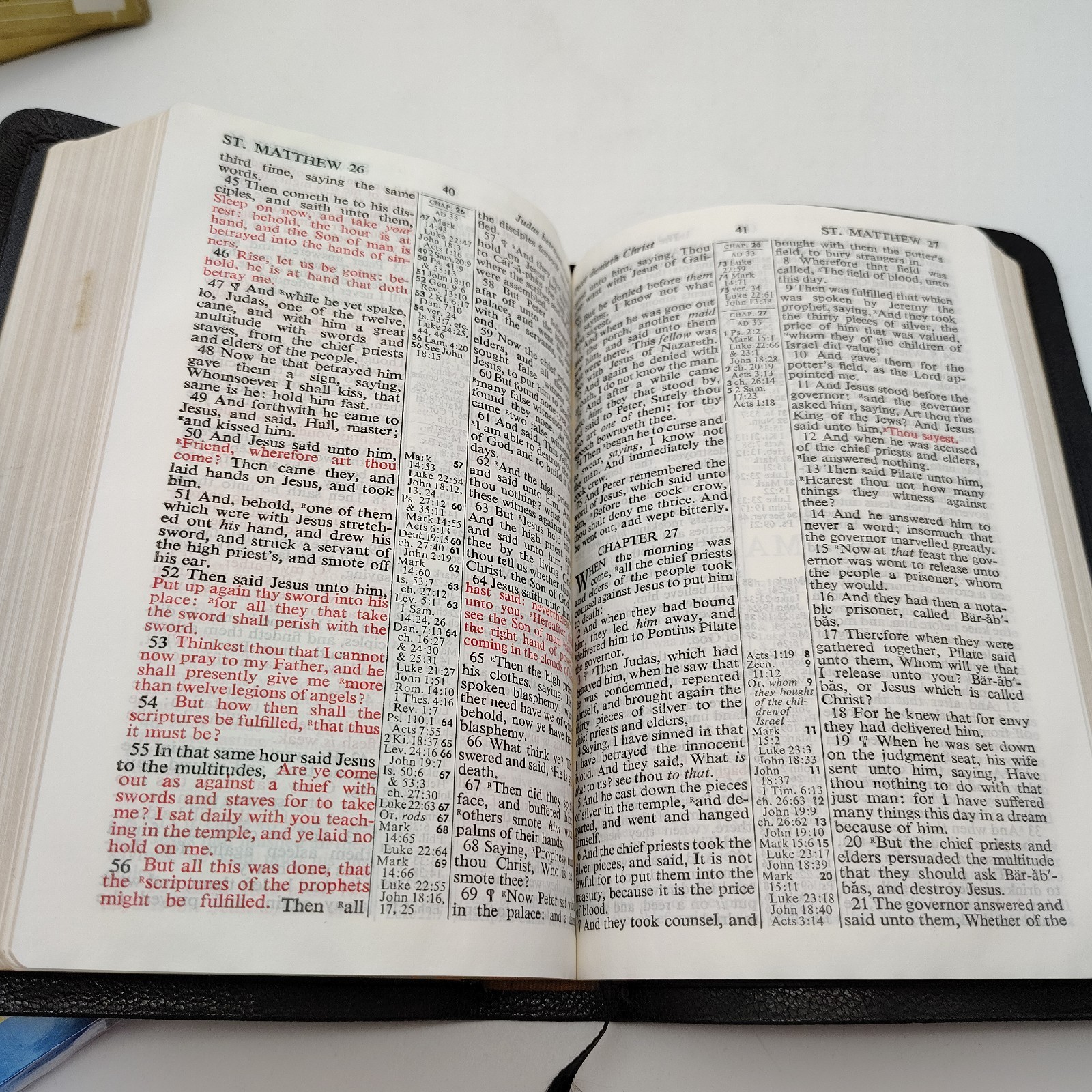 World Heritage Reference Bible KJV 1970s MOROCCO LEATHER Red Letter 857C