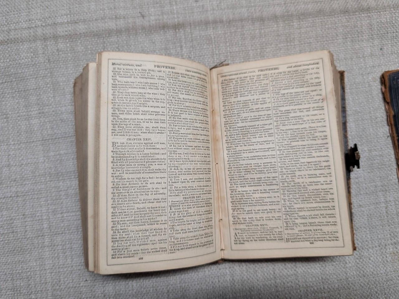 1869 antique KING JAMES pocket mini HOLY BIBLE american bible society 5×3.5×1.5