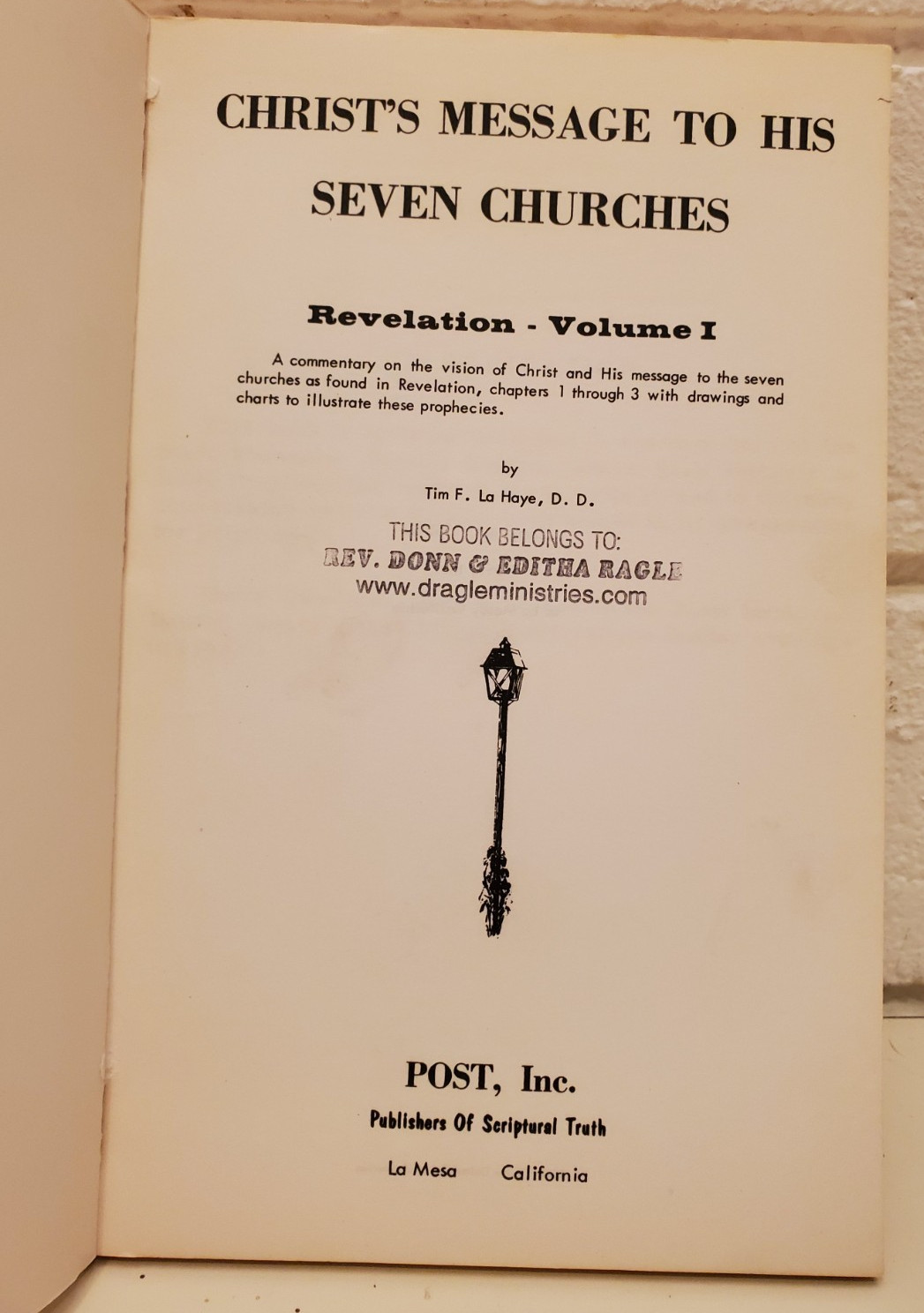 TIM LAHAYE 1965 CHRIST’S MESSAGE TO HIS SEVEN CHURCHES VINTAGE DAVID JEREMIAH
