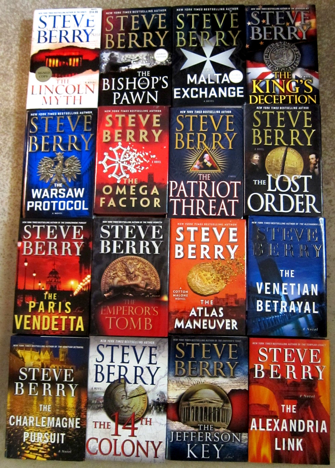 Steve Berry book lot-16 Hardcover First Edition Cotton Malone novels-3 Signed !