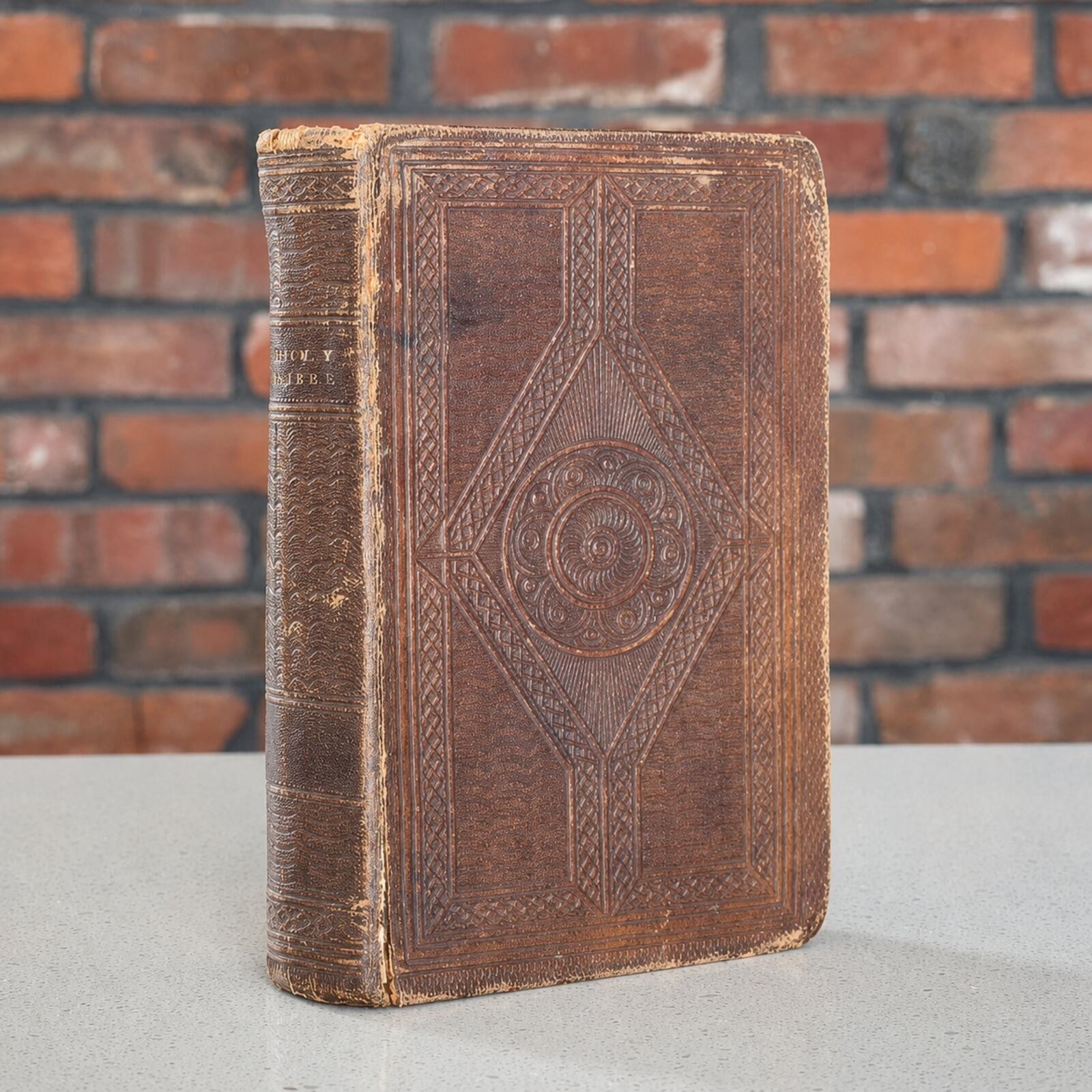 Antique c1860s Victorian Holy Bible Leather Bound Pocket Edition with Gilt Edges